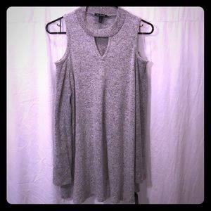 NWT A.BYER Cold Shoulder Gray Keyhole Tunic